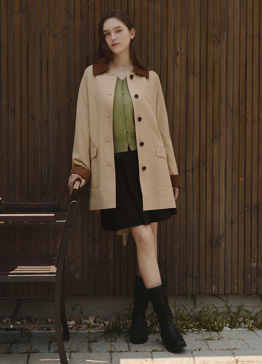 [Exclusive]코듀로이 배색 하프 트렌치_BEIGE_20