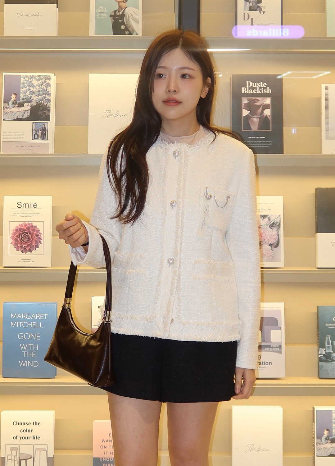 브로치 포인트 트위드 자켓_IVORY_7