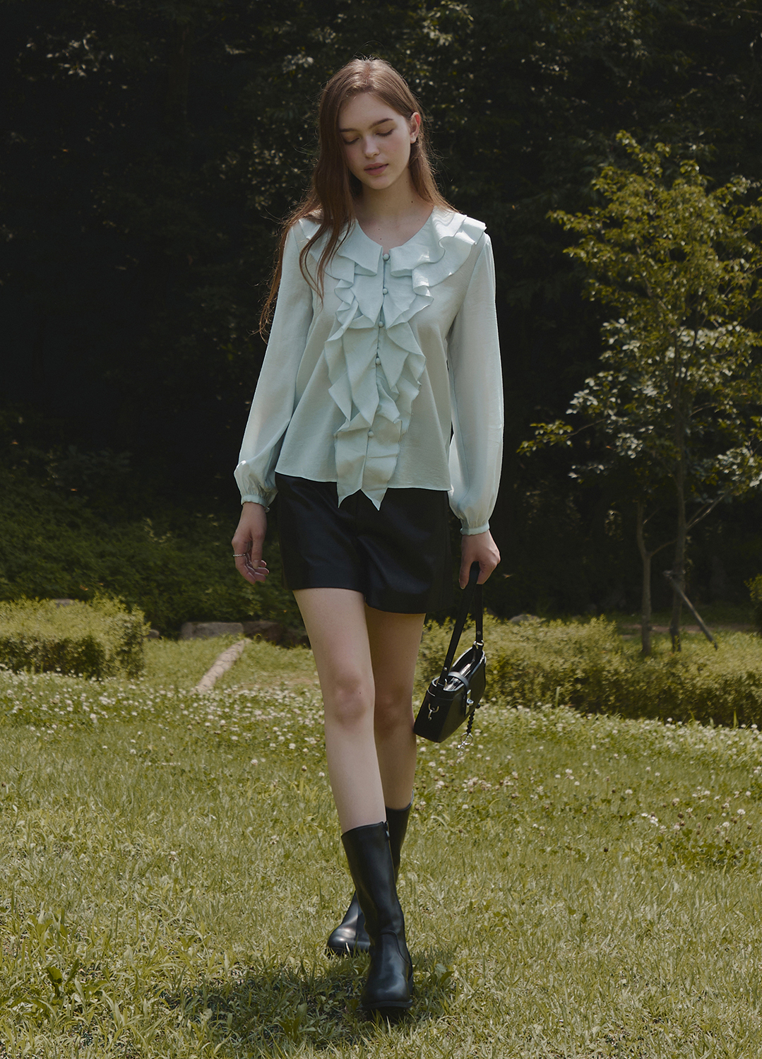 [Exclusive]프론트 러플 블라우스_MINT_10