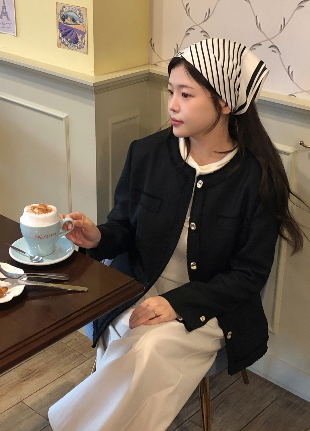 스퀘어 패턴 실크 스카프_BLACK_10
