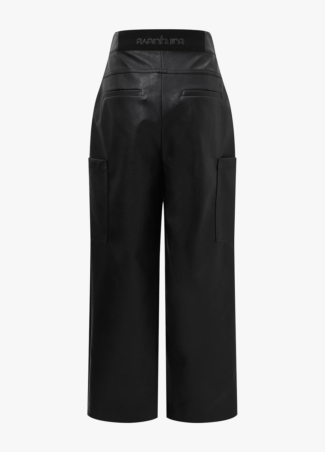 페이크 레더 밴딩 배기 팬츠_BLACK_12