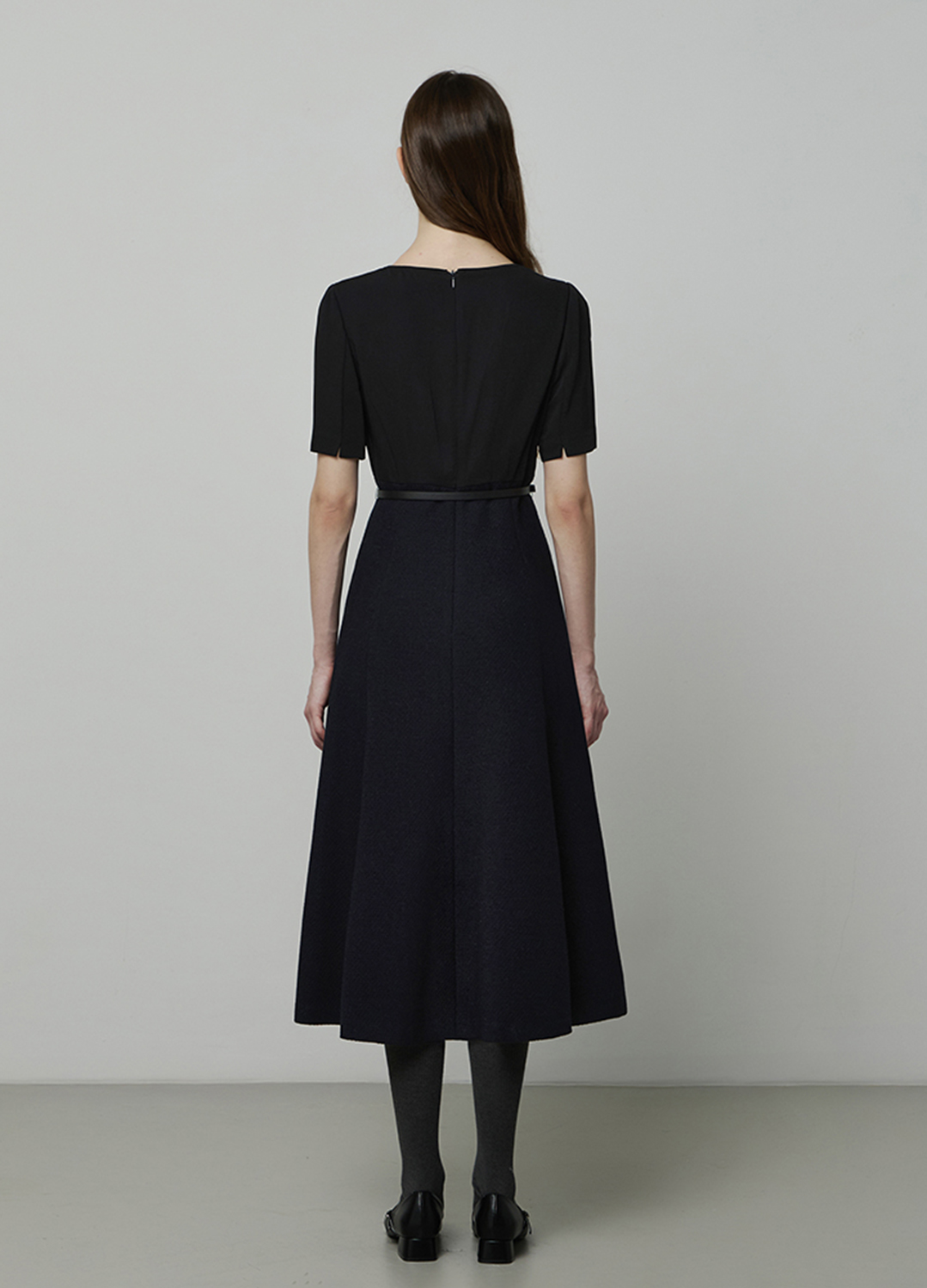 텍스처 블록 자켓 세트 원피스_DARK NAVY_12