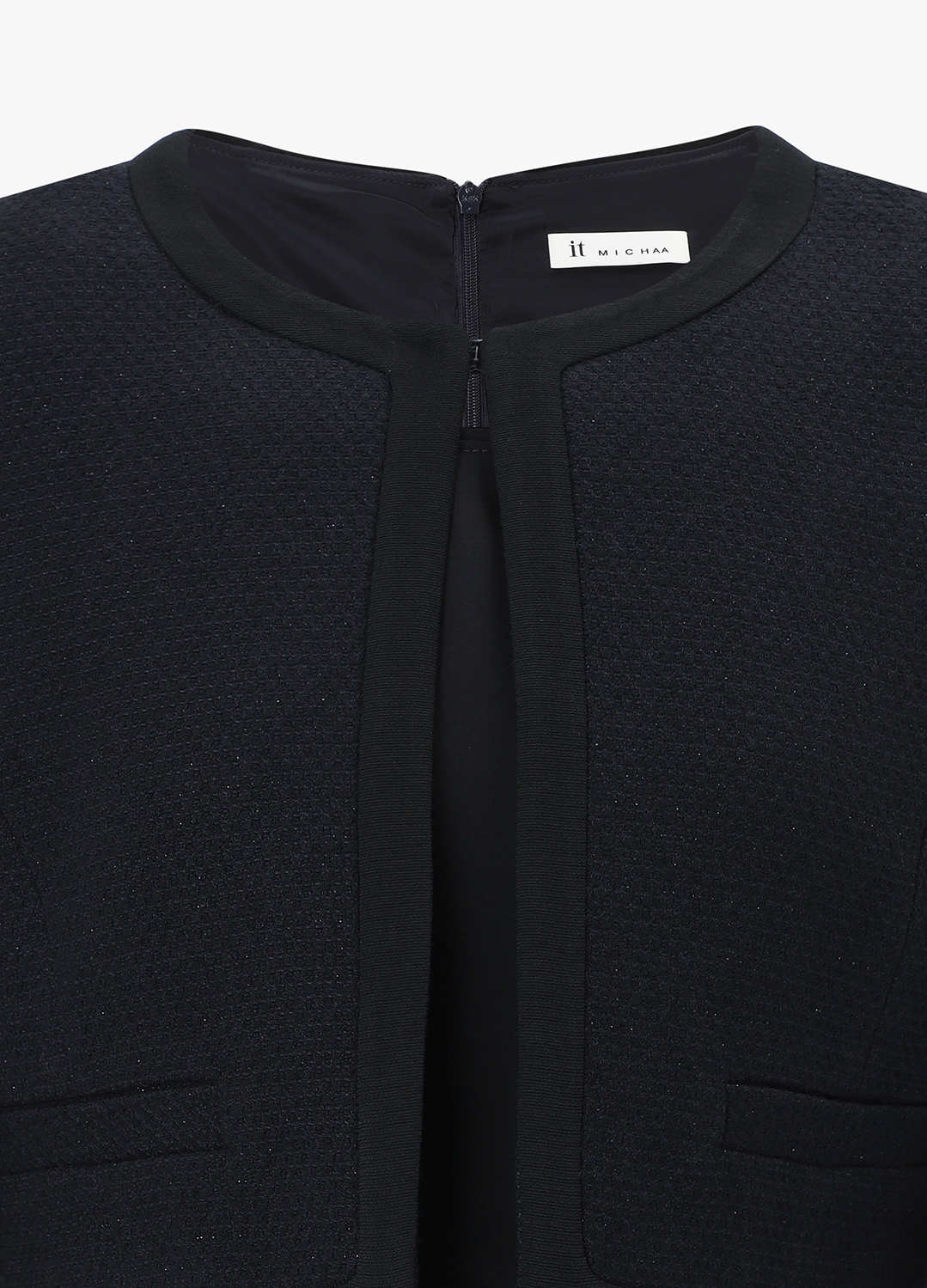 텍스처 블록 자켓 세트 원피스_DARK NAVY_17