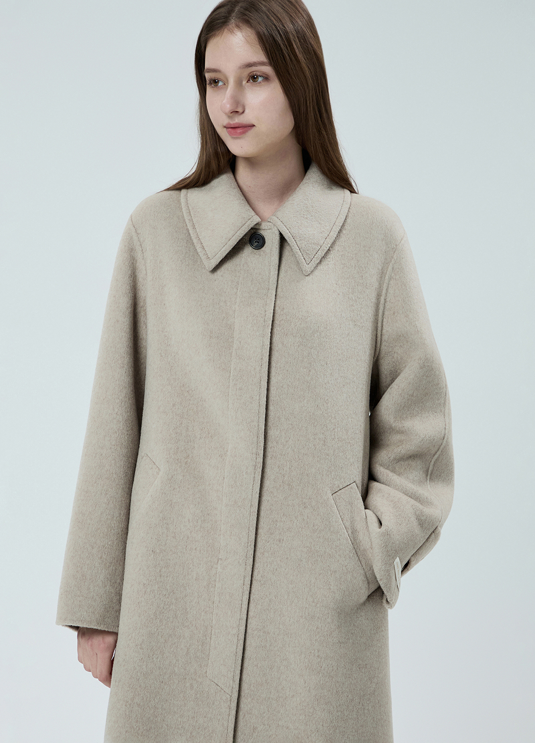 스탠 카라 싱글 핸드메이트 코트_LIGHT BEIGE_7