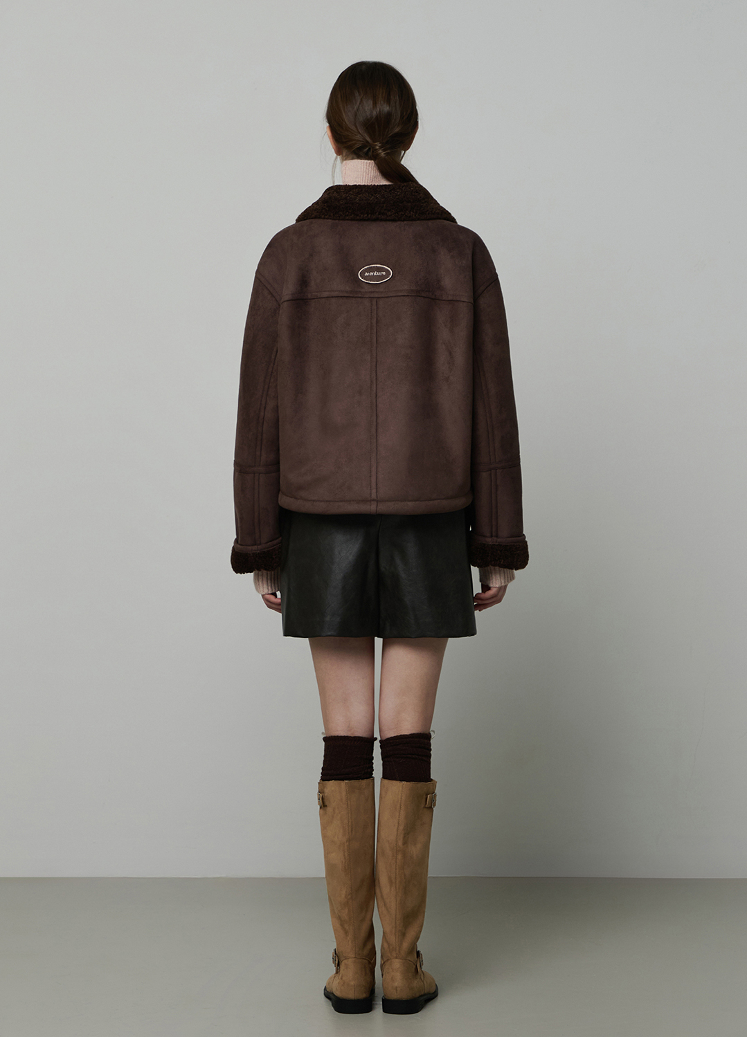 페이크 레더 랩 쇼츠_DARK BROWN_21