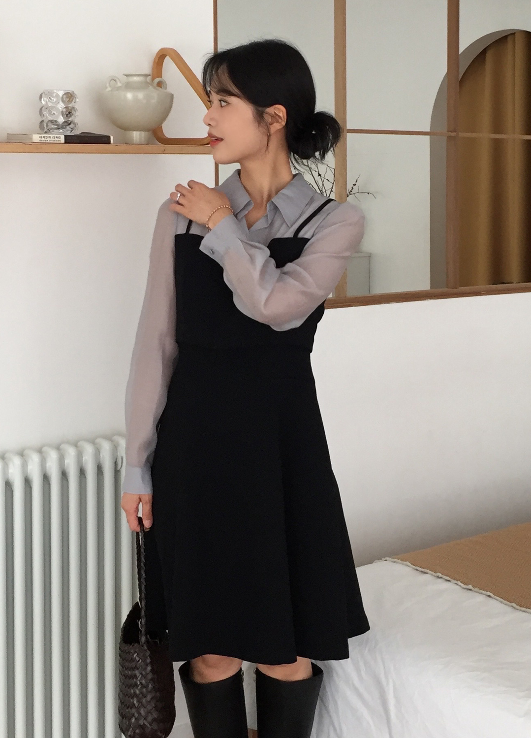 텍스처 블록 뷔스티에 원피스_BLACK_18