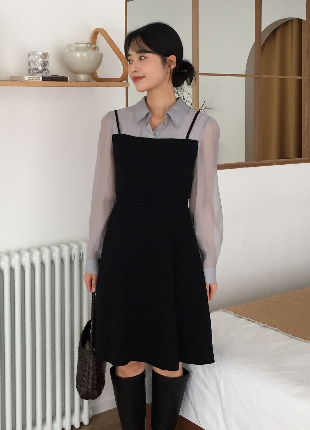 텍스처 블록 뷔스티에 원피스_BLACK_17