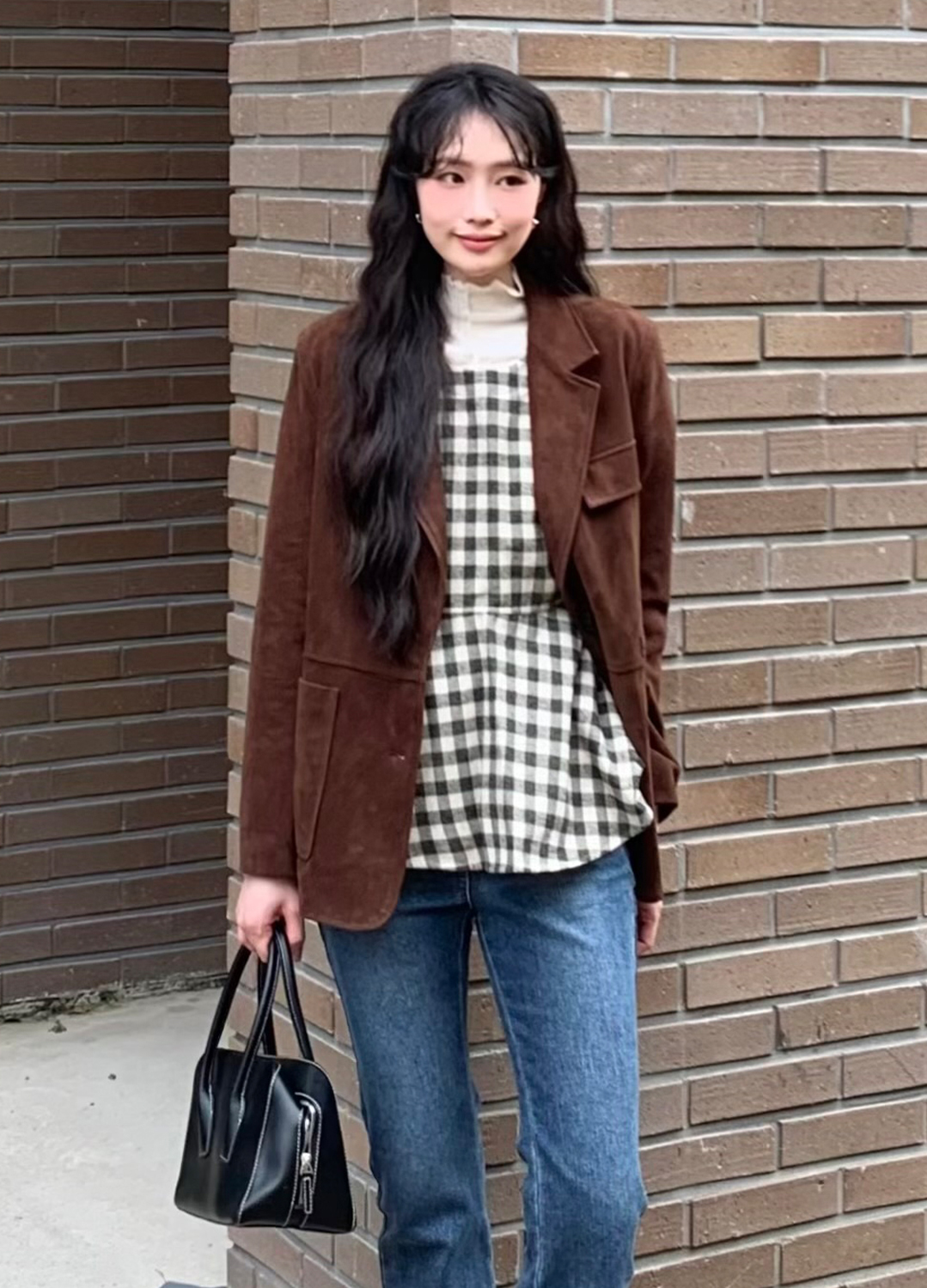 페플럼 체크 자켓_KHAKI_5