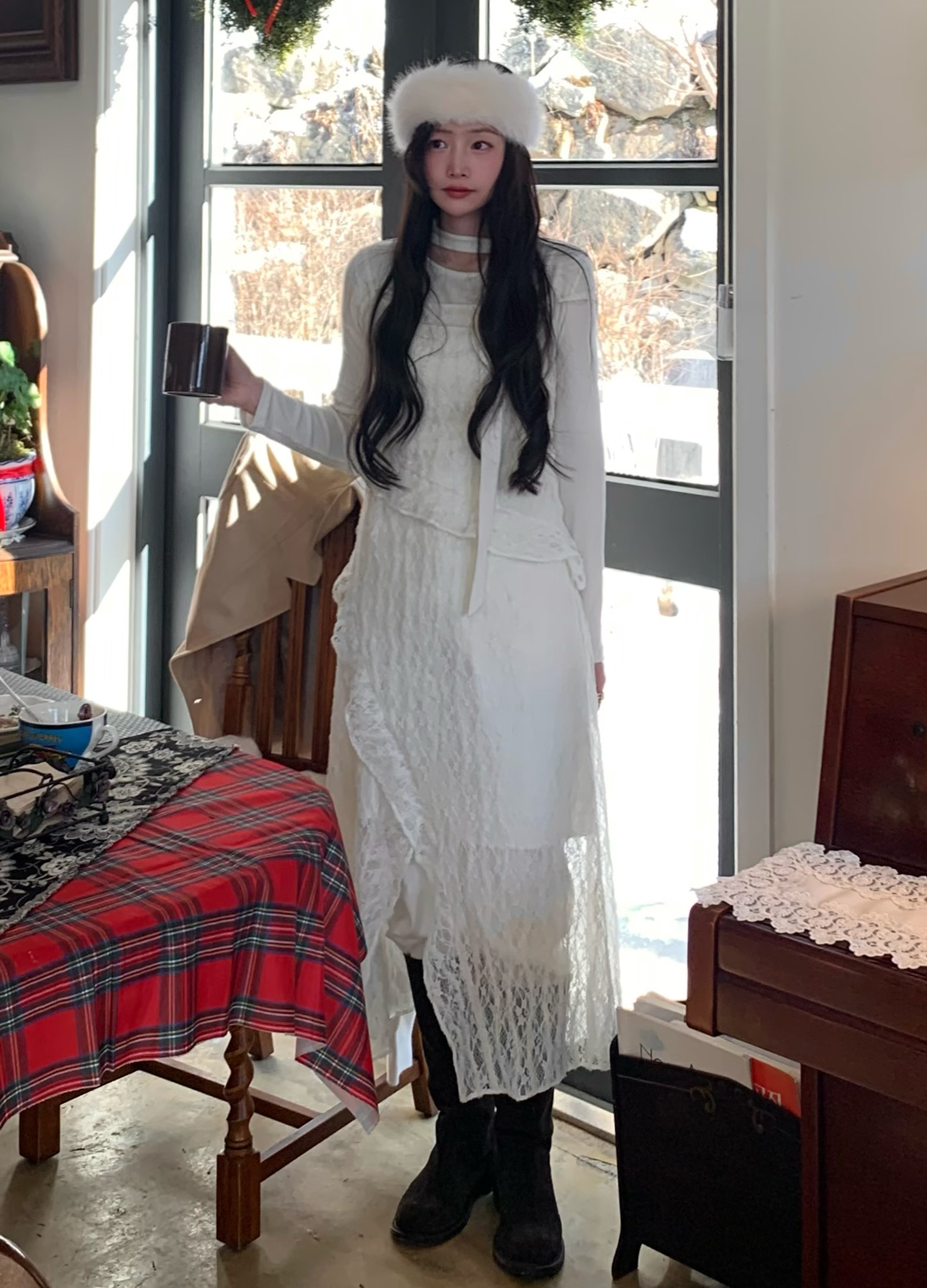 러플 패널 슬리브리스 롱원피스_IVORY_12