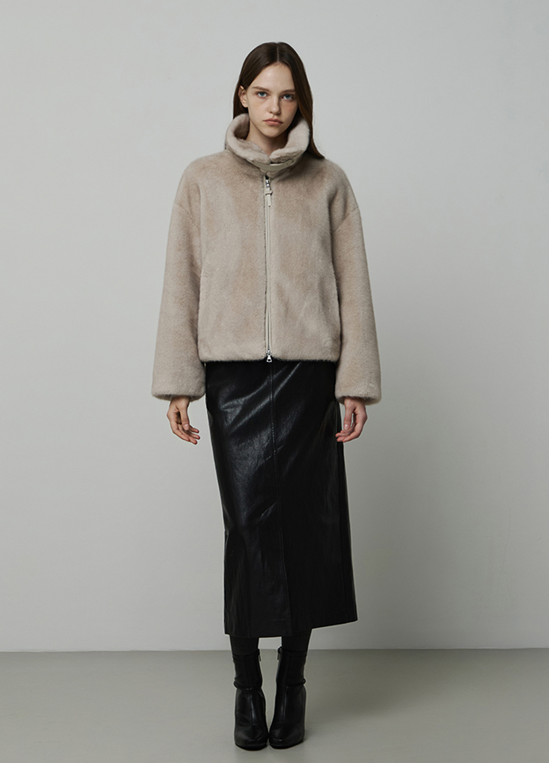 카라 집업 페이크 퍼 자켓_LIGHT GREY_7
