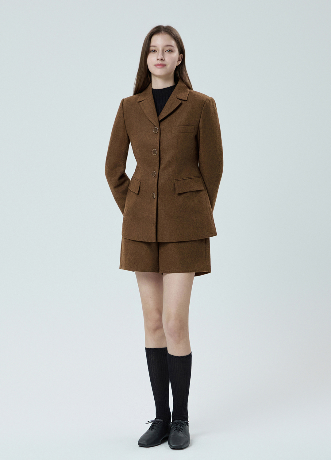 [Exclusive]하프 셋업 팬츠_BROWN_5