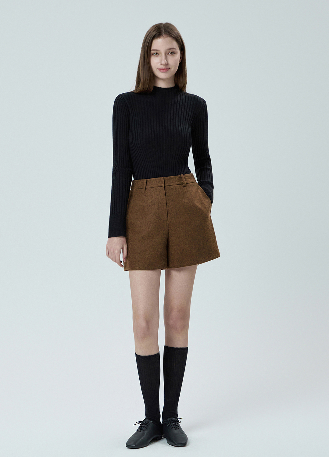 [Exclusive]하프 셋업 팬츠_BROWN_8