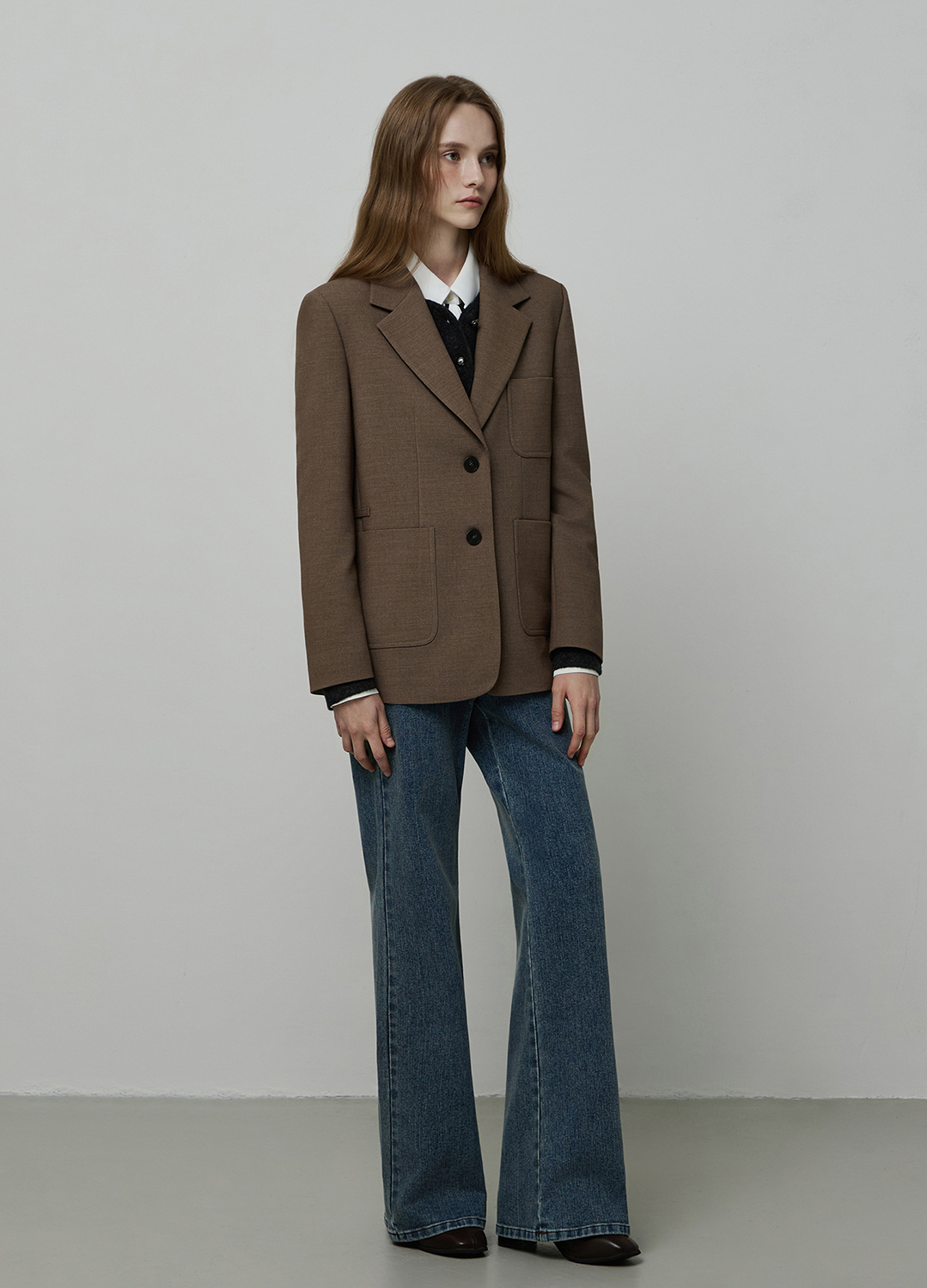 백슬릿 싱글 자켓_BROWN_8
