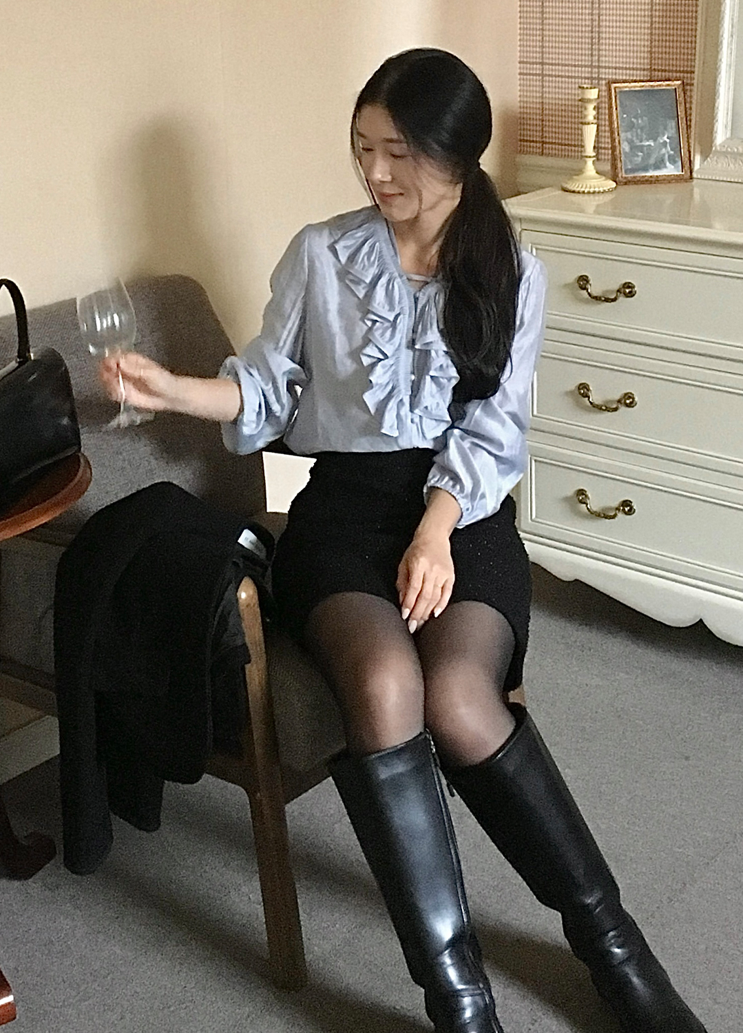 브레이드 트위드 스커트_BLACK_17