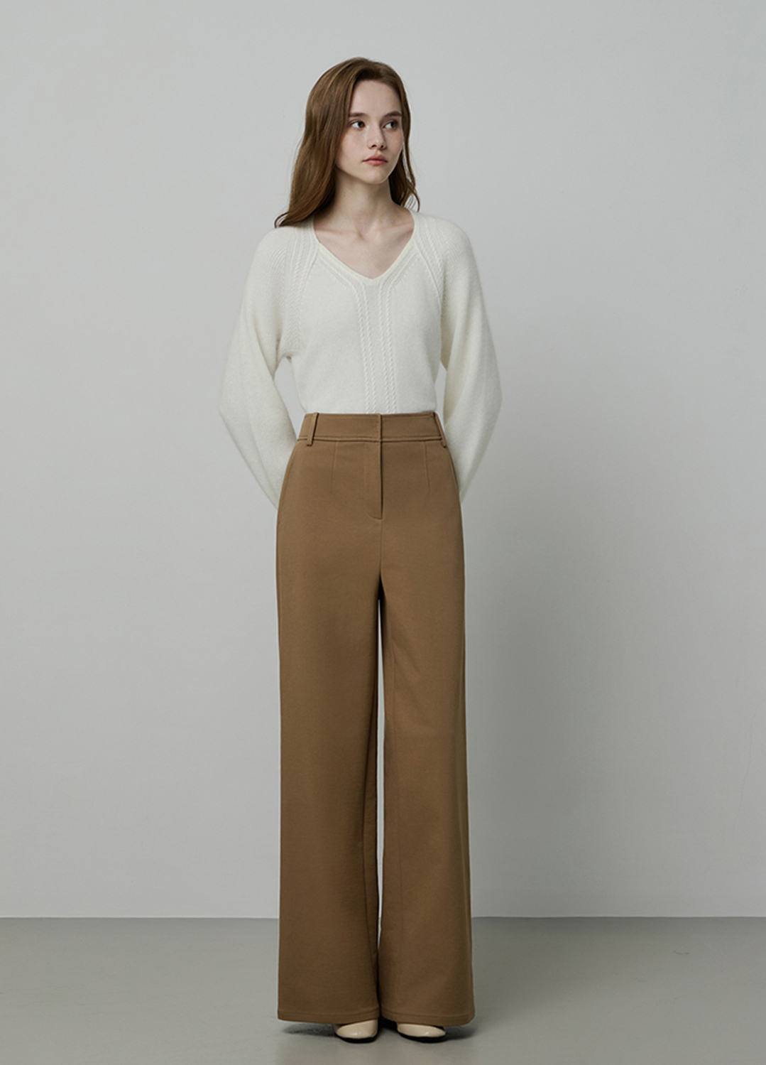 스티치 와이드 팬츠_DARK BEIGE_5