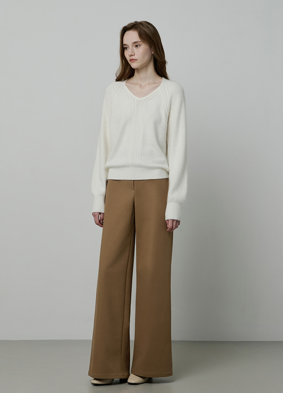 스티치 와이드 팬츠_DARK BEIGE_7