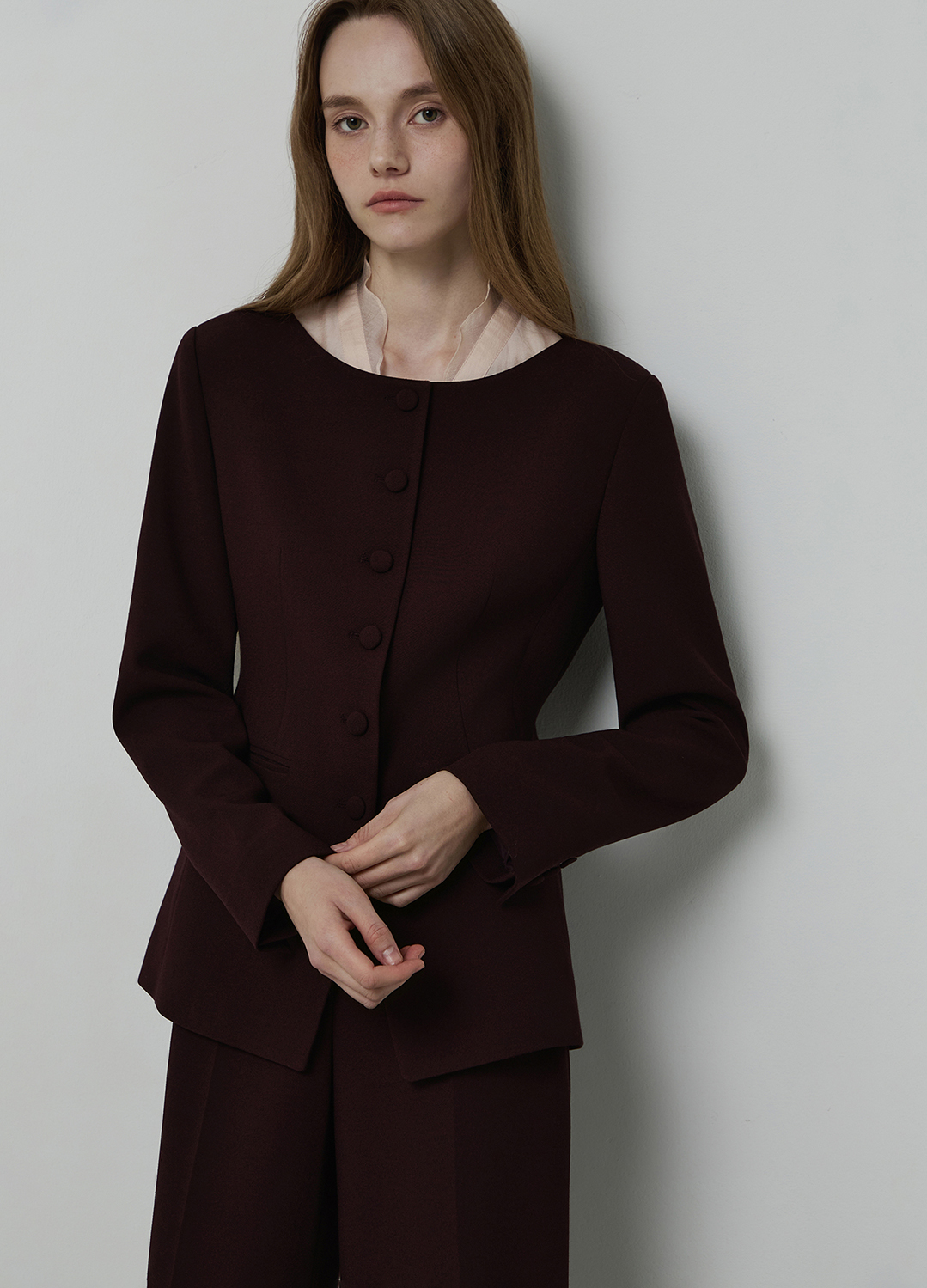 시어 디테쳐블 카라 자켓_BURGUNDY_6