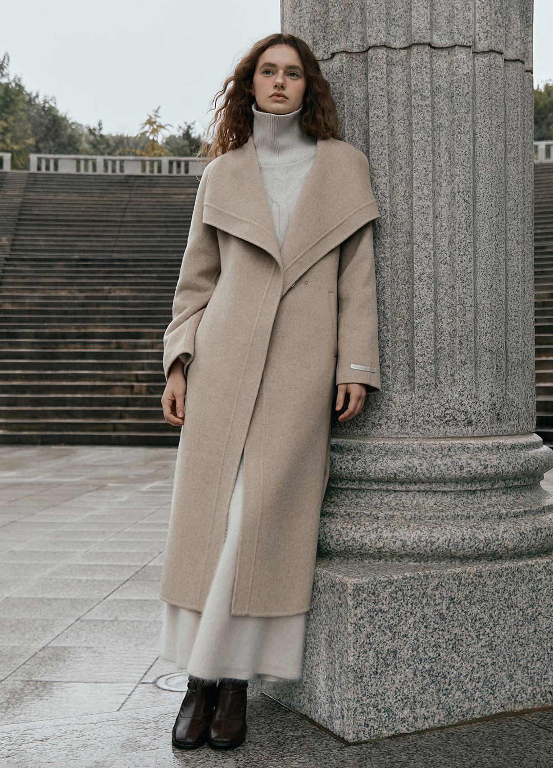 윙카라 캐시미어 블렌디드 핸드메이드 코트_LIGHT BEIGE_8