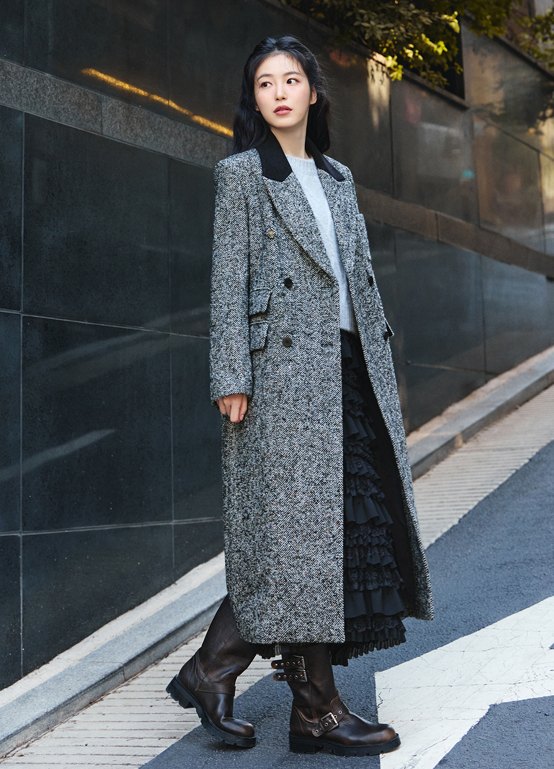 더블 브레스티드 울 코트_GREY_7