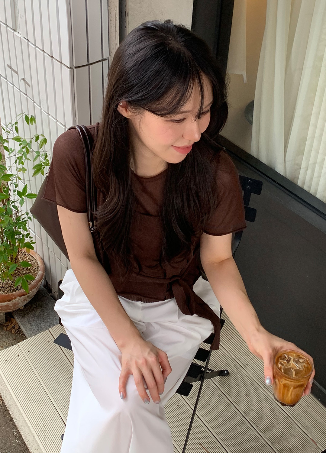 페이크 레더 미니 호보백_BROWN_22