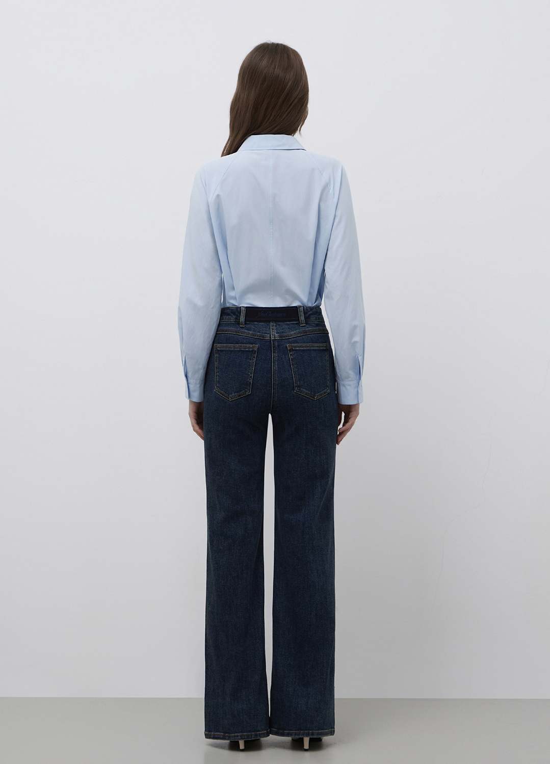 부츠컷 밴딩 데님 팬츠_BLUE_8