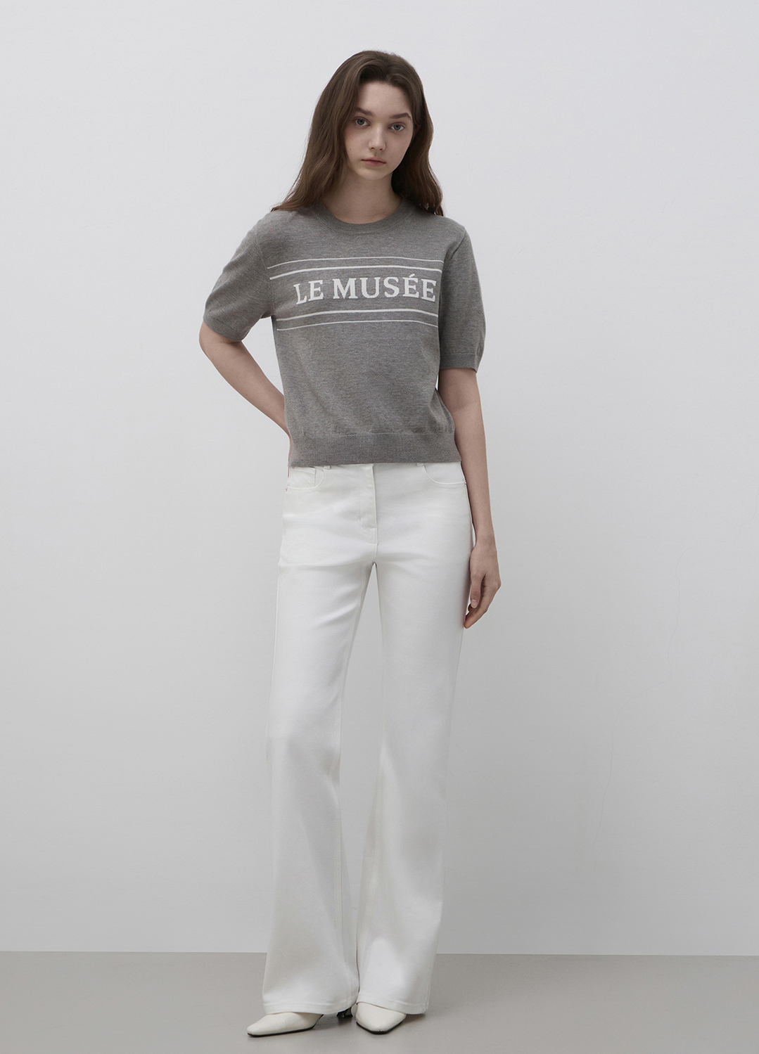 부츠컷 자수 데님 팬츠_WHITE_8