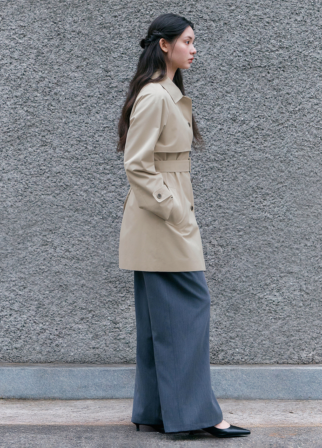 [Exclusive]벨티드 하프 트렌치 코트_LIGHT BEIGE_16