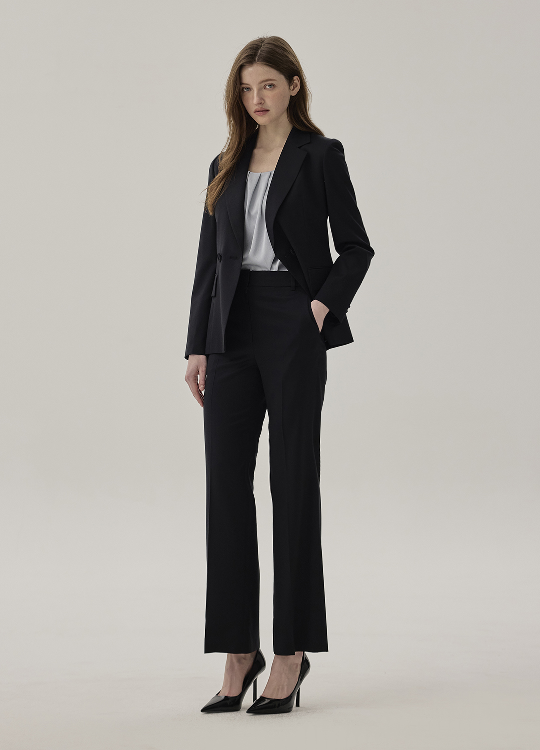 Side Pintuck Semi Bootcut Slacks