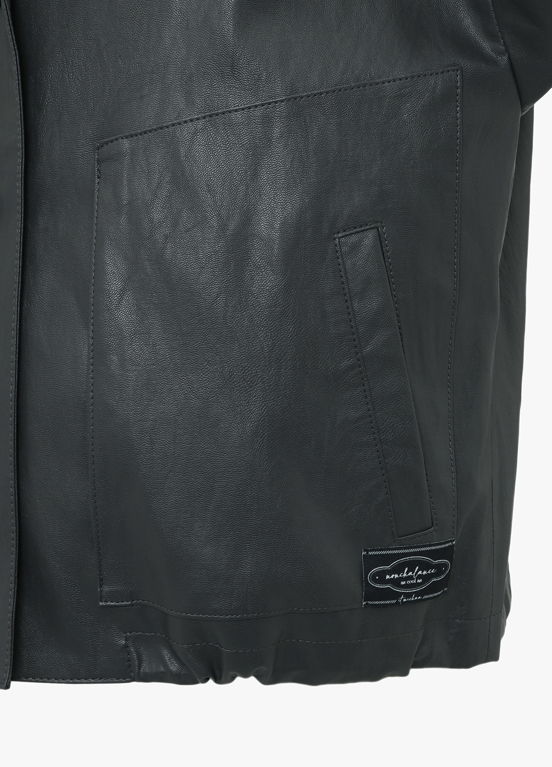 페이크 레더 카라 자켓_DARK GREY_16