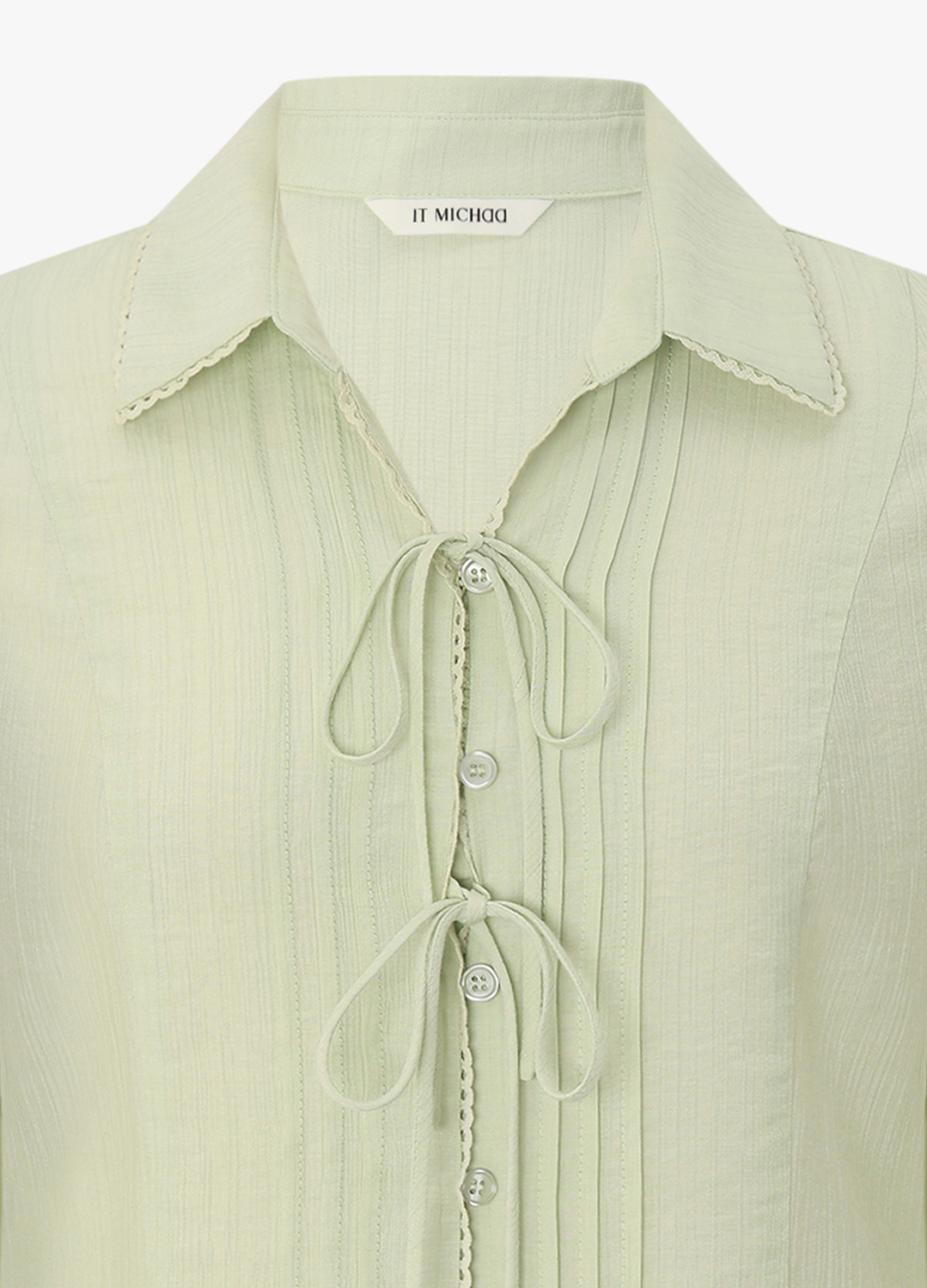 [Exclusive]레이스업 포인트 셔츠 블라우스_LIGHT GREEN_10