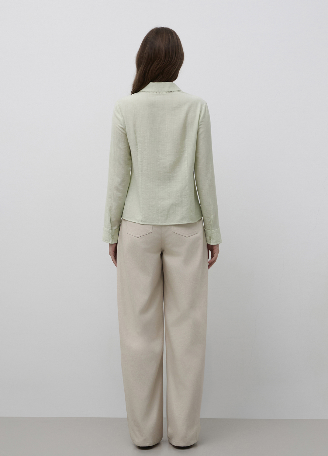 [Exclusive]레이스업 포인트 셔츠 블라우스_LIGHT GREEN_7