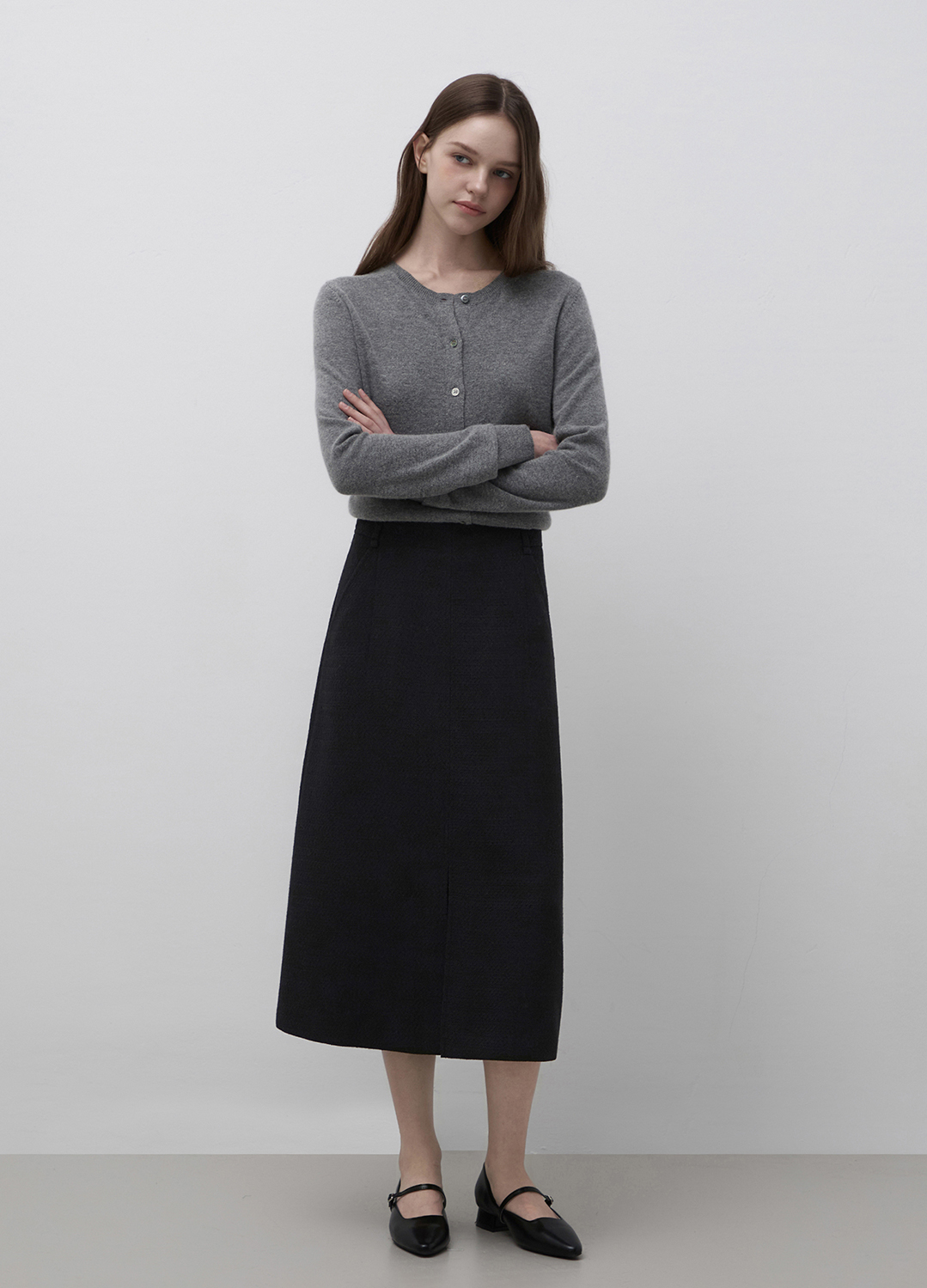 [Exclusive]레귤러핏 라운드넥 울 가디건_GREY_12