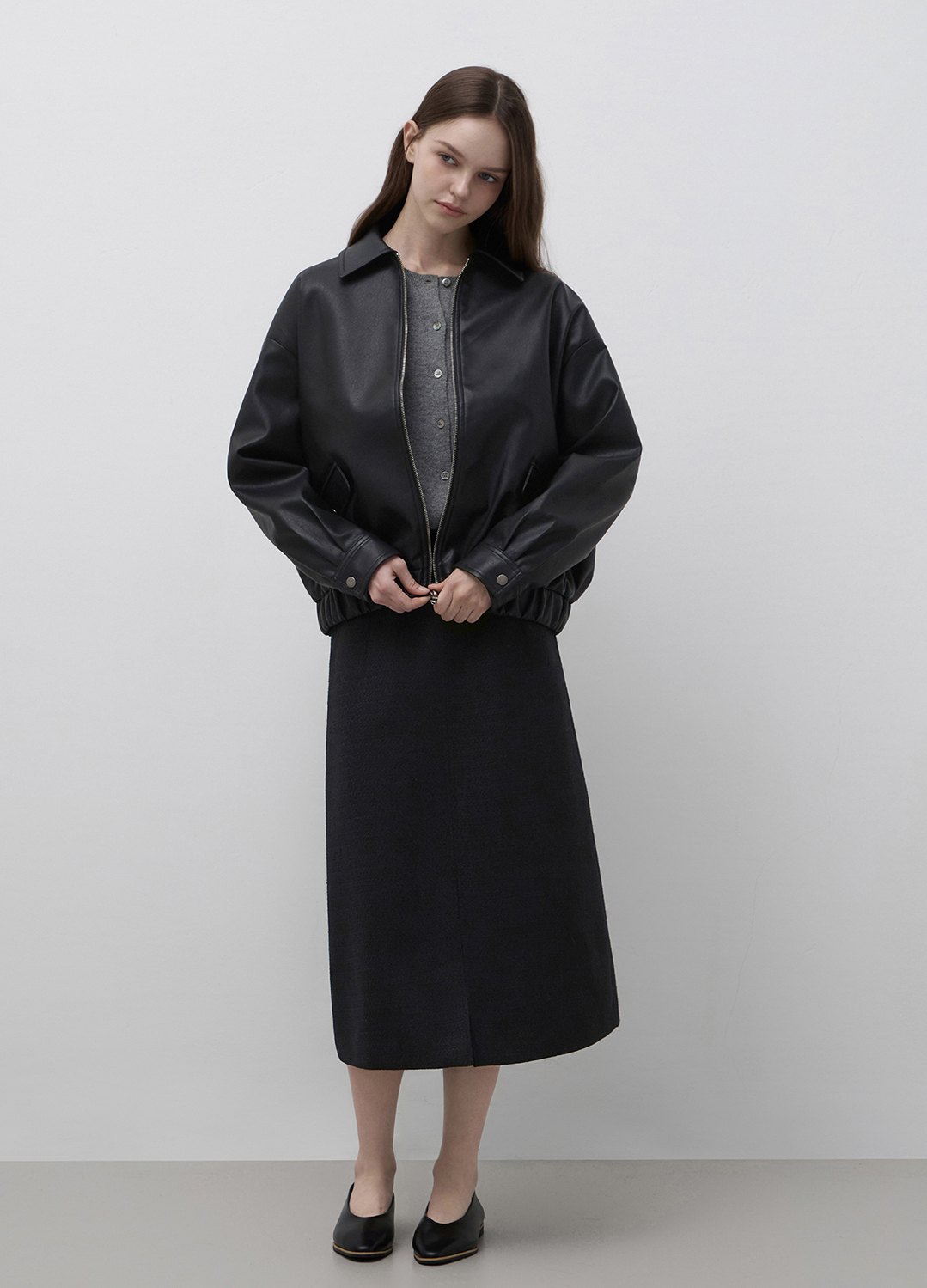 [Exclusive]레귤러핏 라운드넥 울 가디건_GREY_15