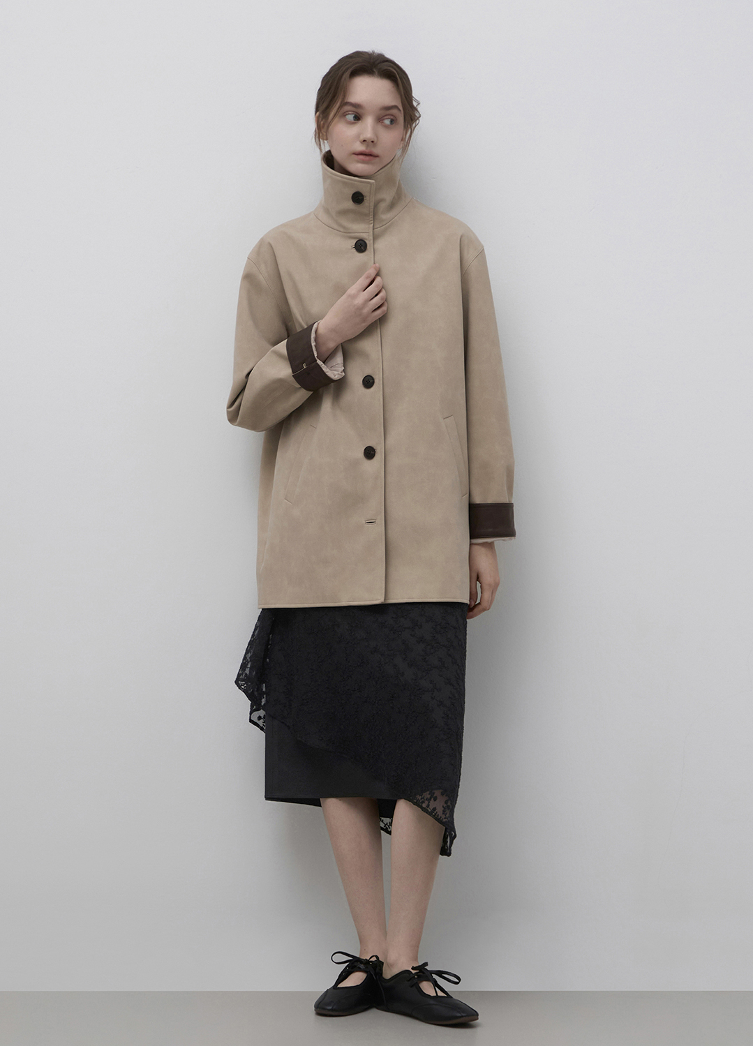 [Exclusive]하이넥 스웨이드 하프 자켓_LIGHT BEIGE_8