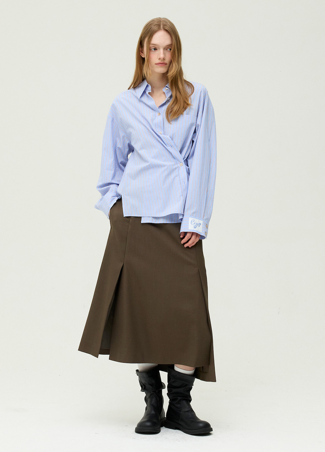 [시즌오프]제천 스트링 언밸런스 롱 스커트_KHAKI GREY_13