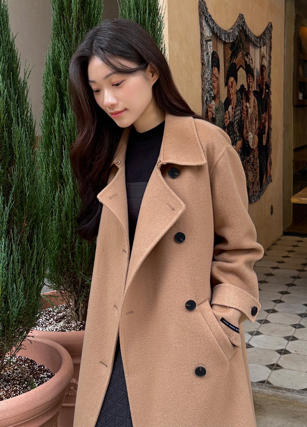 [Exclusive]사이드버튼 트렌치 핸드메이드 코트_CAMEL_12