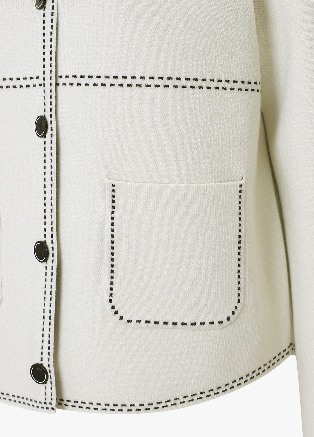 배색라인 라운드 가디건_CREAM_20