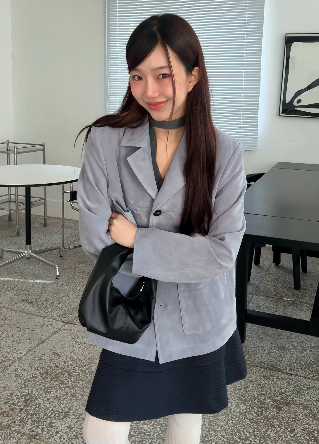 패널 플레어 스커트_NAVY_4