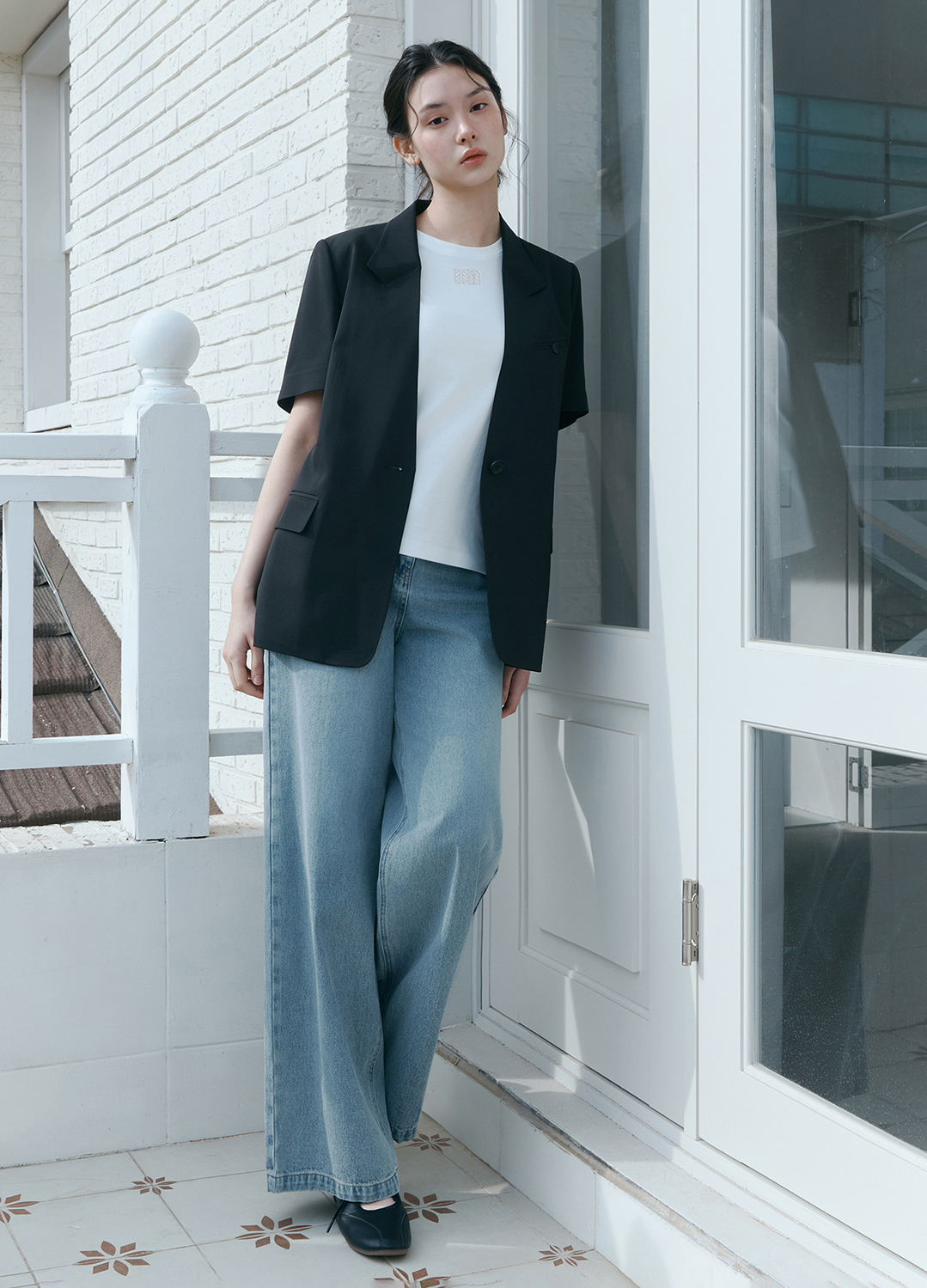 [Exclusive]미니 로고 포인트 베이직 티셔츠_WHITE_14