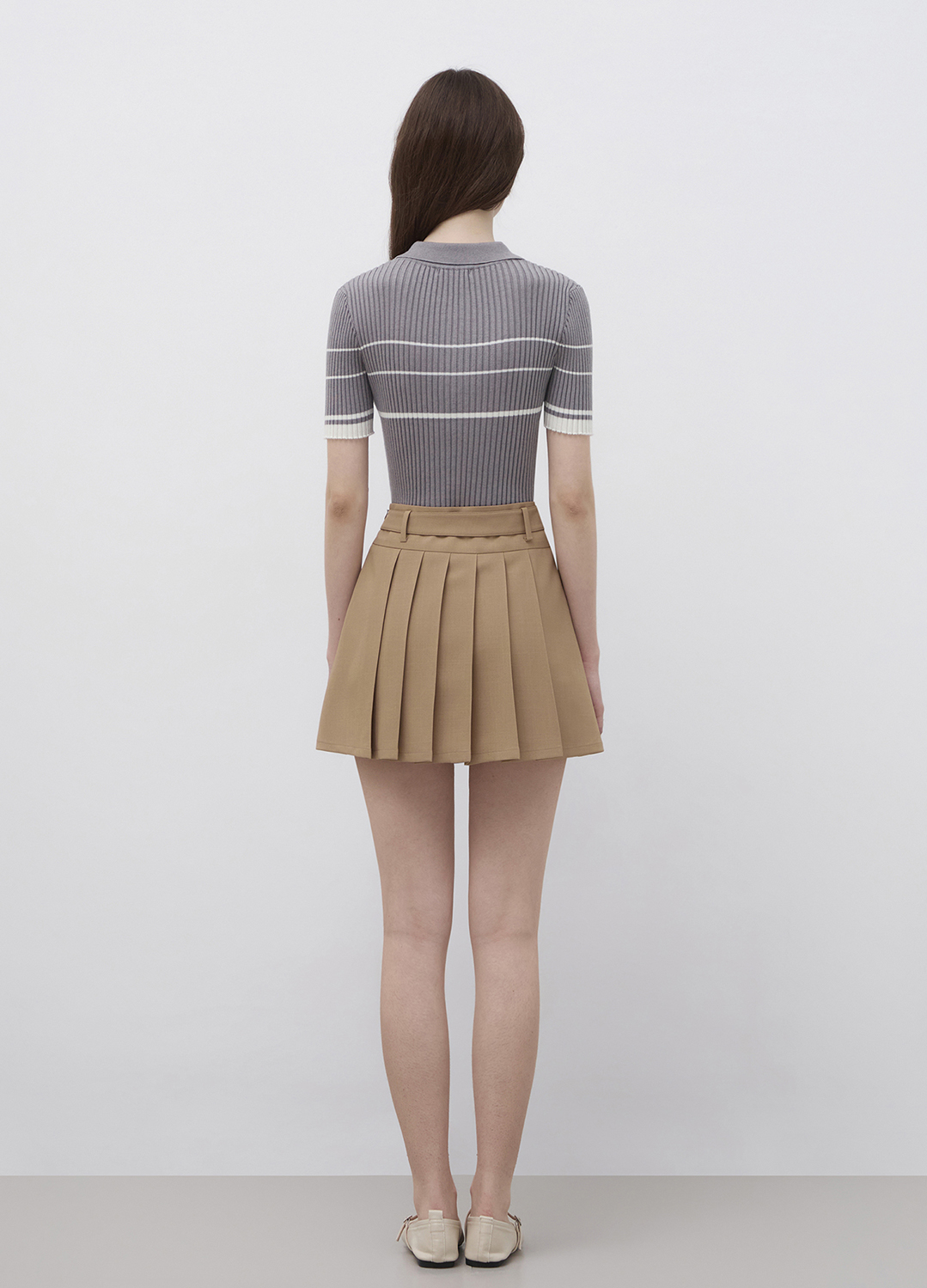 [Exclusive]벨티드 플리츠 미니 스커트_BEIGE_22