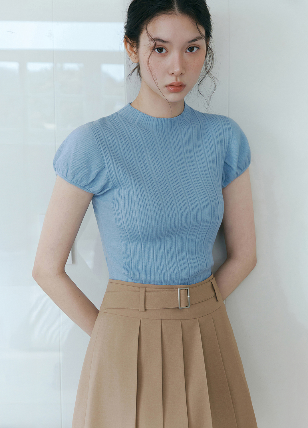 [Exclusive]벨티드 플리츠 미니 스커트_BEIGE_10