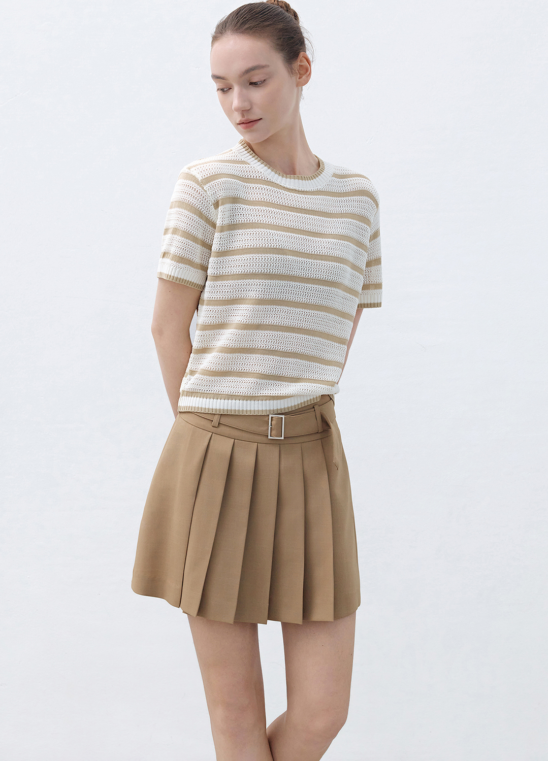 [Exclusive]벨티드 플리츠 미니 스커트_BEIGE_15