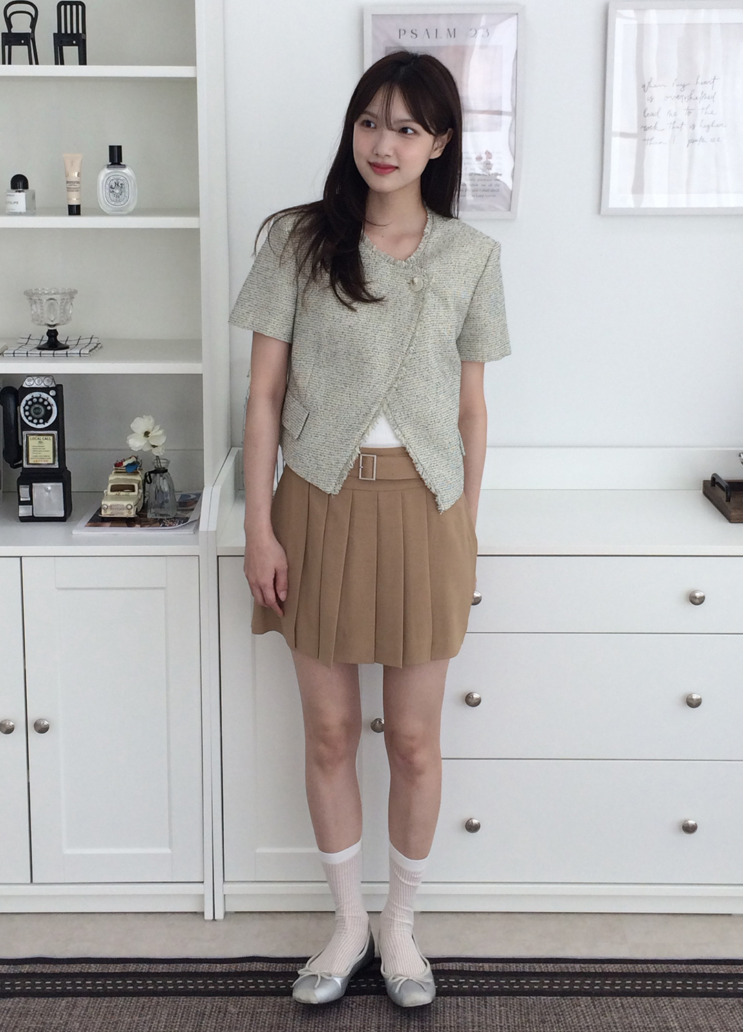 [Exclusive]벨티드 플리츠 미니 스커트_BEIGE_30