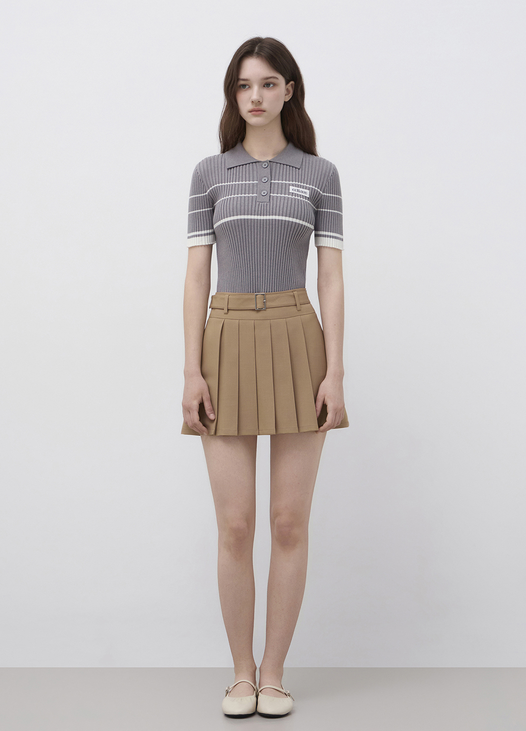 [Exclusive]벨티드 플리츠 미니 스커트_BEIGE_19