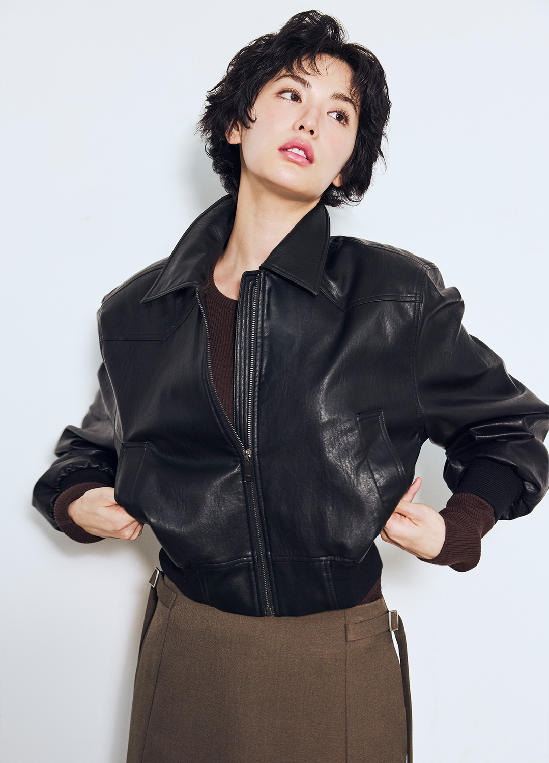 스탠카라 집업 레더 자켓_BLACK_5