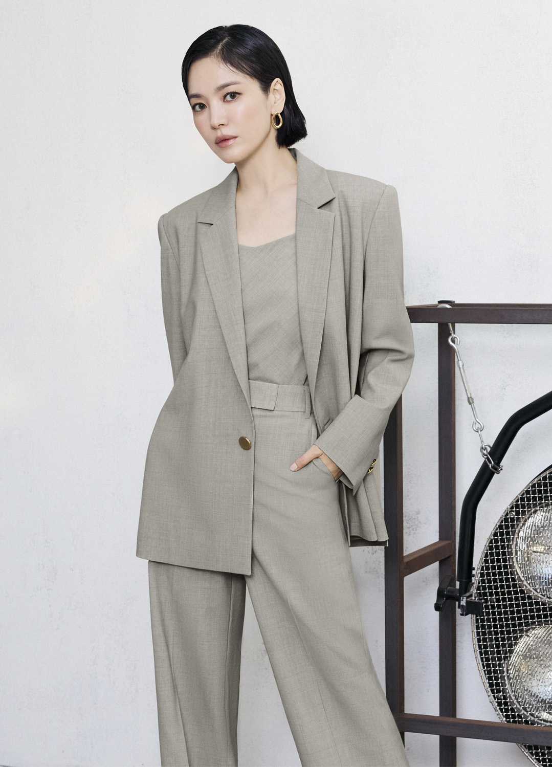 원버튼 셋업 테일러드 싱글 자켓_LIGHT BEIGE_6