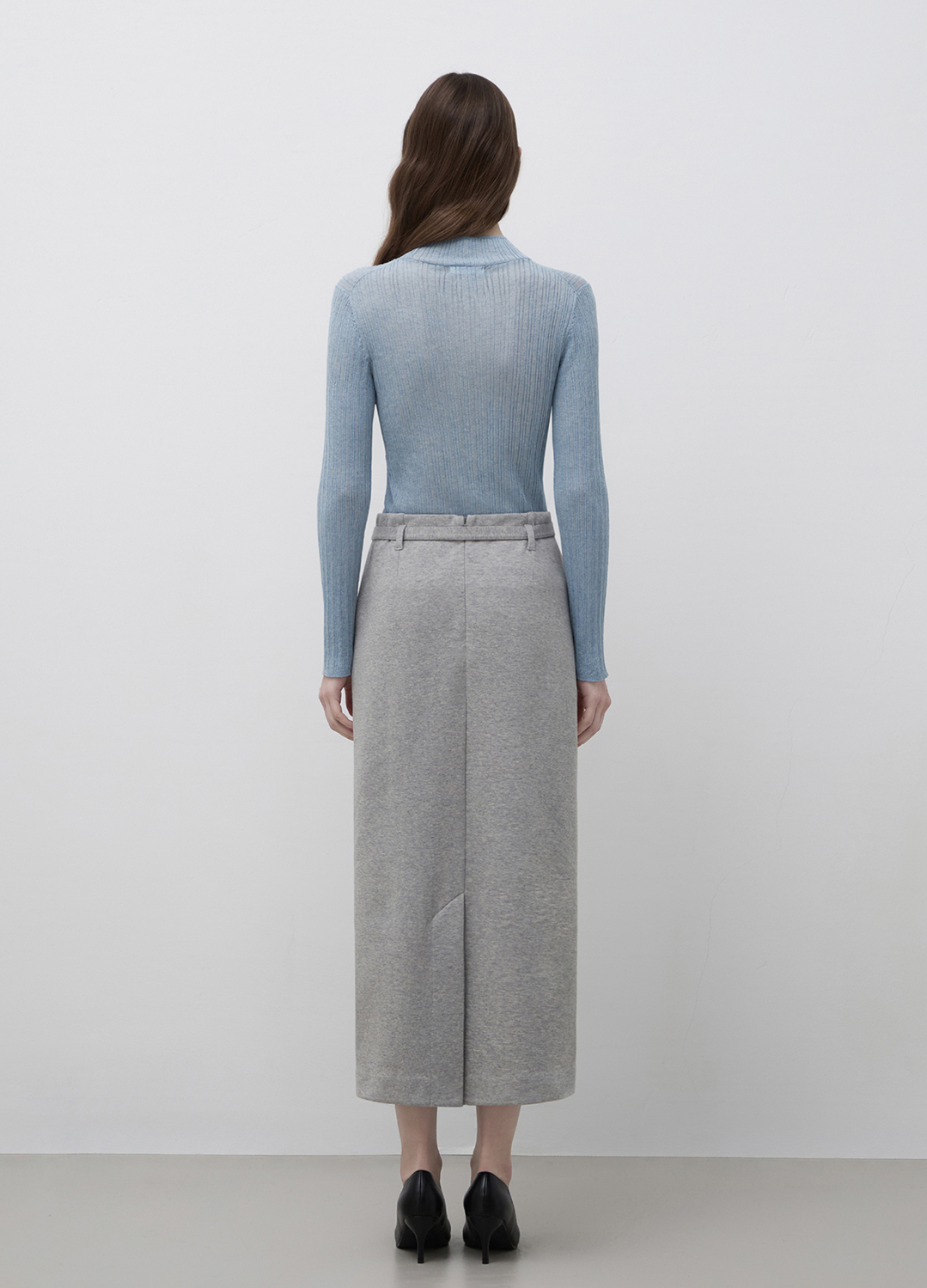 벨티드 져지 롱스커트_GREY_8