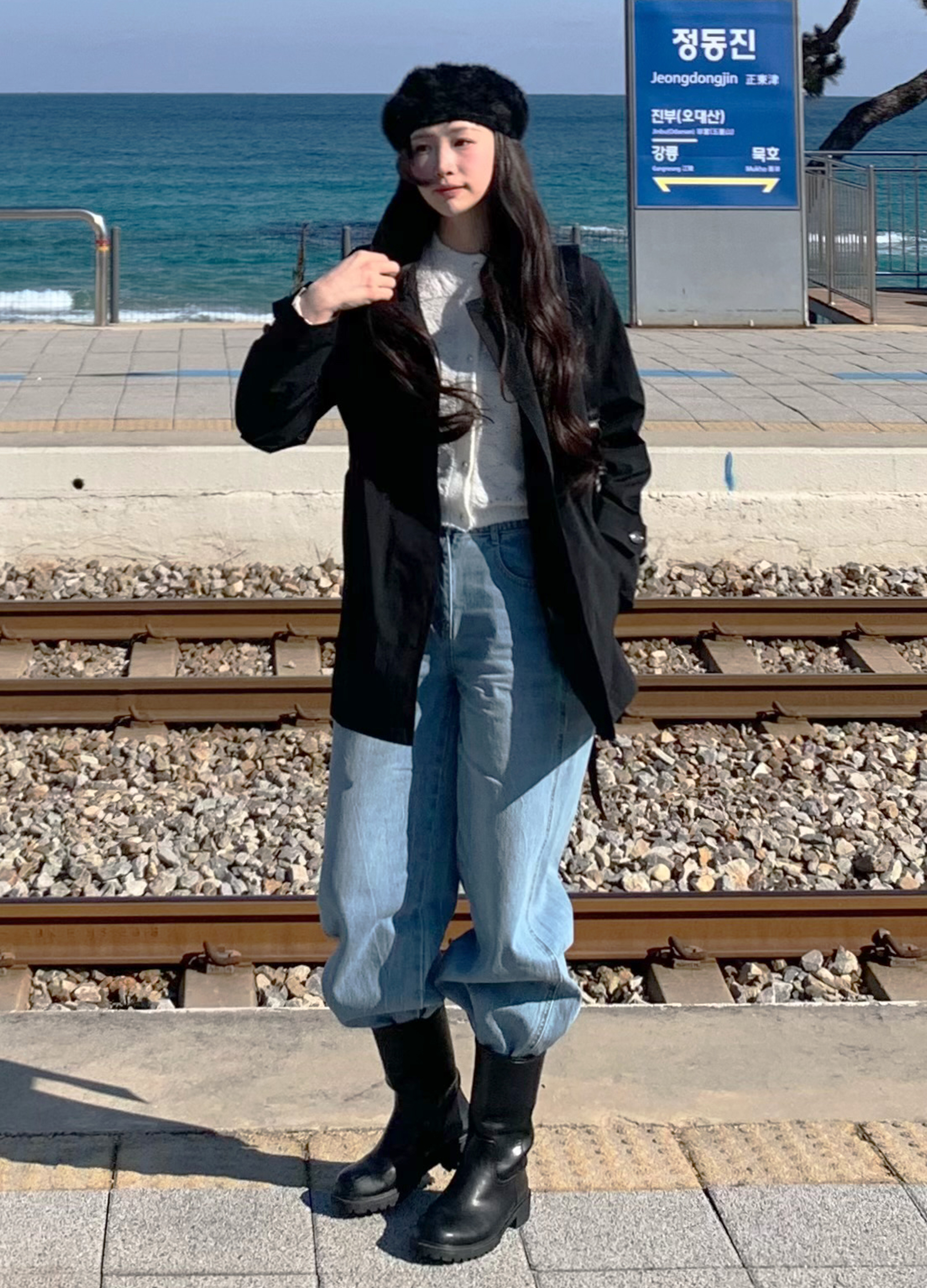 [Exclusive]포켓포인트 와이드 데님 팬츠_BLUE_36