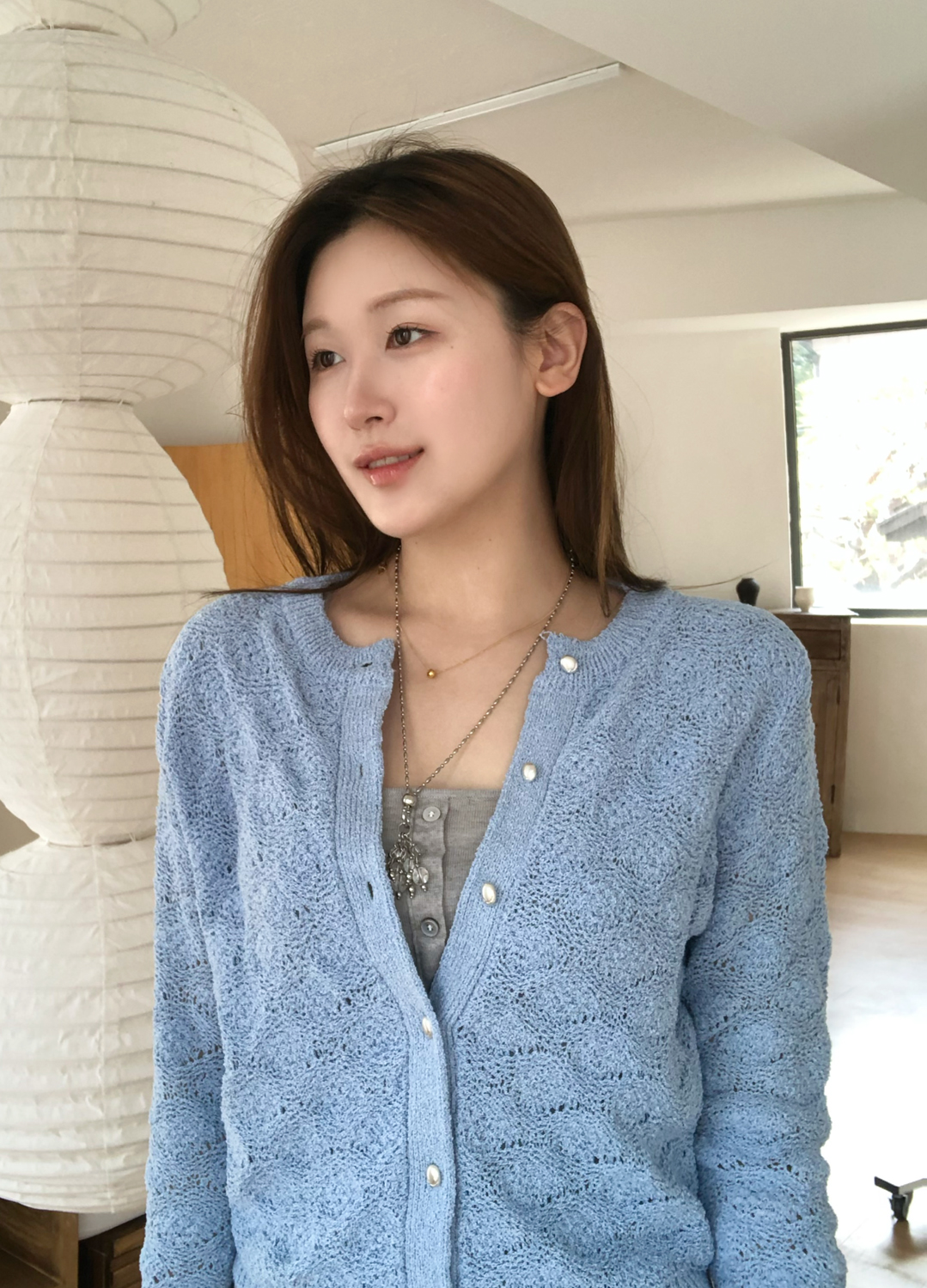 [Exclusive] 크로셰 가디건_SKY BLUE_4