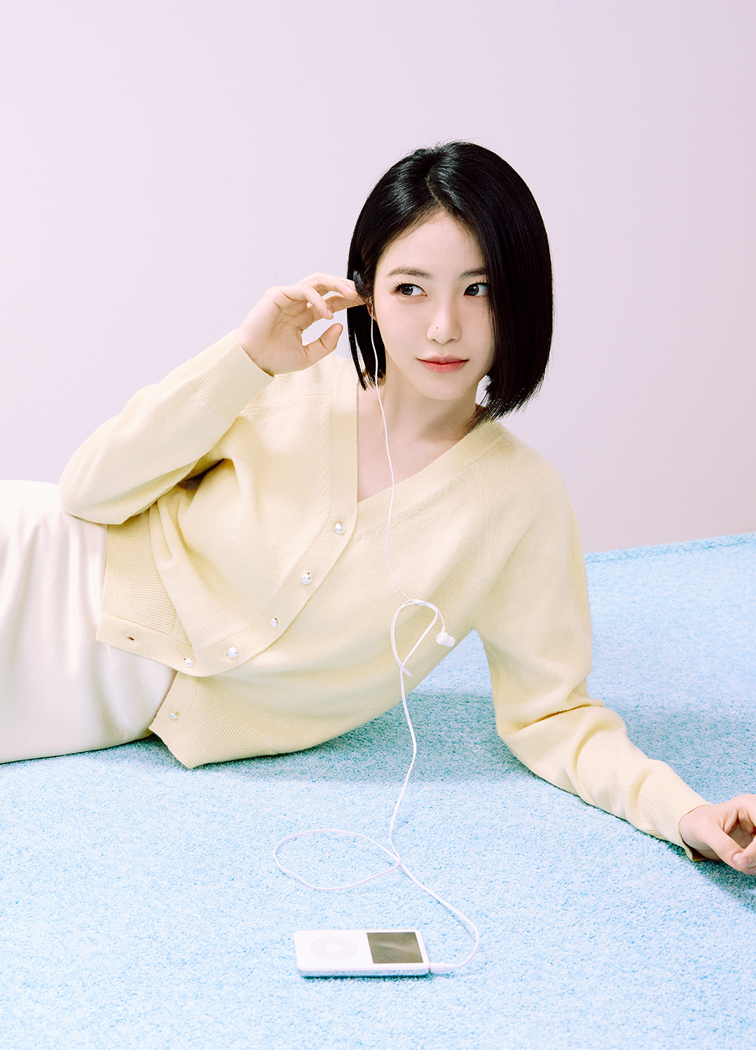 브이넥 울 블랜드 가디건_LIGHT YELLOW_4